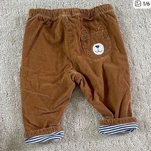 Brown Corduroy Baby Pants with Bear Design
